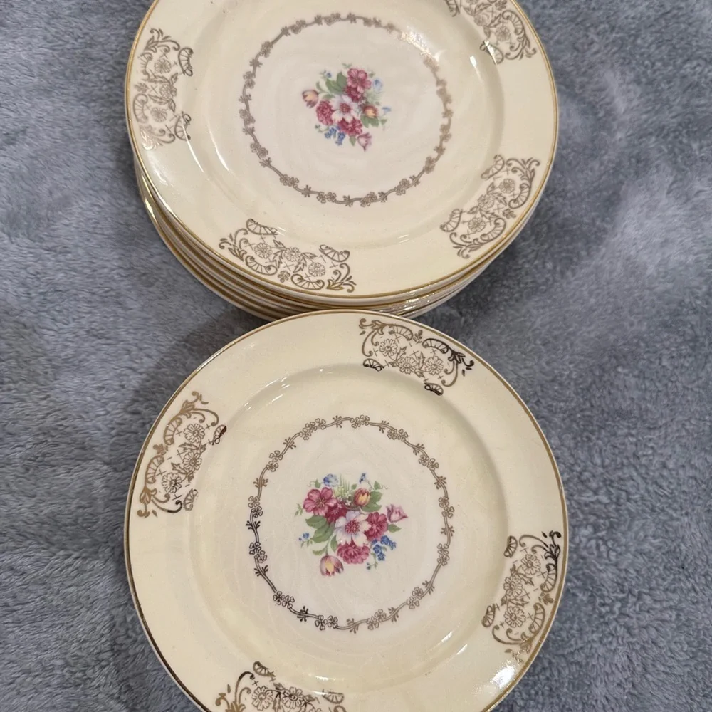 City Pottery set of 12 Vintage serving plates (22K gold trim design)Dinnerware